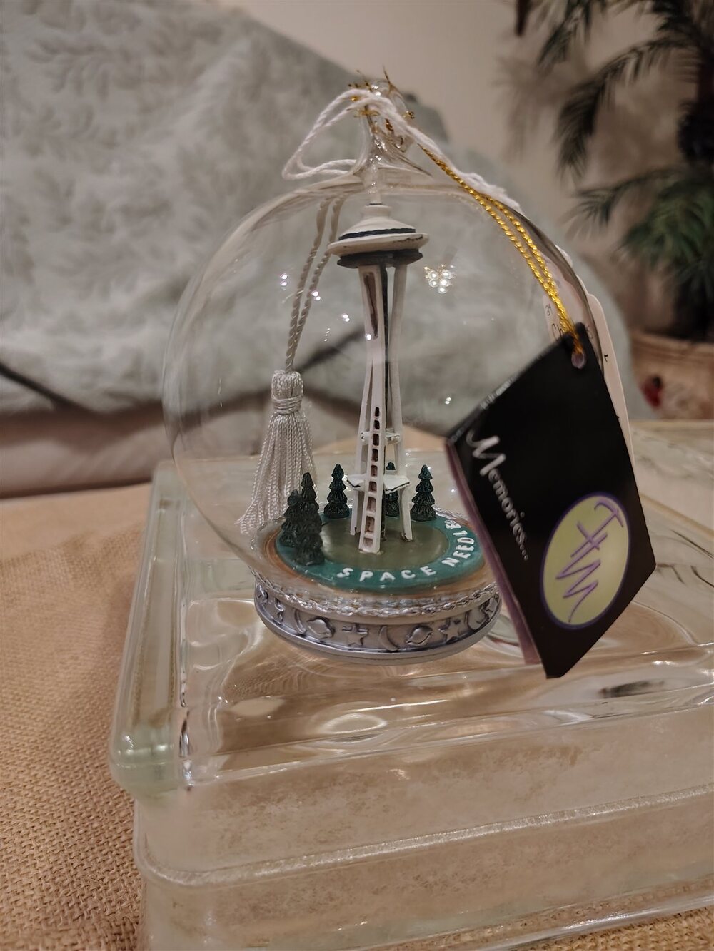 Space Needle Seattle Glass Christmas Ornament